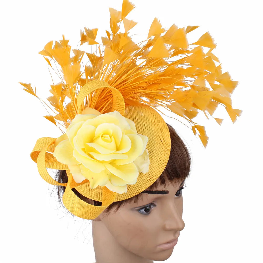 Versatile and stylish yellow fedora hat, an exquisite accessory for any formal occasion or afternoon tea.