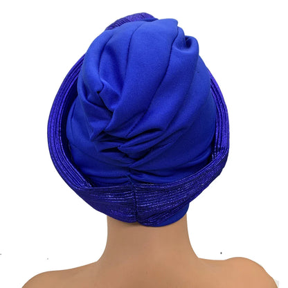 Chic and elegant polyester turban cap with a fashionable knot, designed for modern women seeking a unique headpiece for any event.