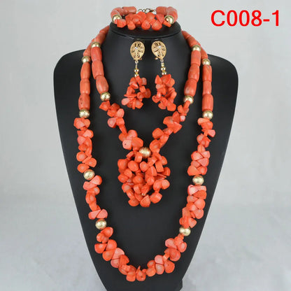 Luxurious Coral Bead Bracelet, part of the Nigerian Dubai jewelry set, ideal for weddings and elegant events.