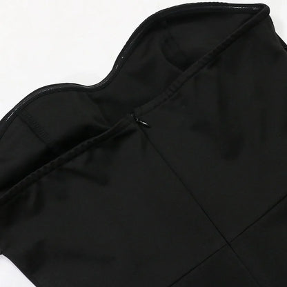 Stylish women's jumpsuit featuring a modern strapless design, crafted with premium polyester for a comfortable yet glamorous look, suitable for autumn 2024 fashion.