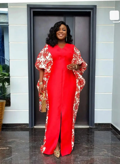 Traditional African clothing, a luxurious boubou robe djellaba that enhances feminine elegance, suitable for festive evenings.