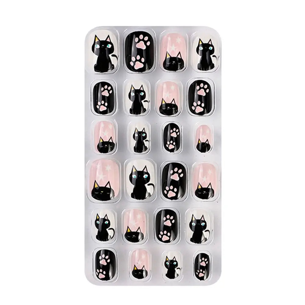 Elegant display of half nail tips in vibrant candy flower designs, part of a luxurious 24-piece set for girls, ideal for enhancing nail art.