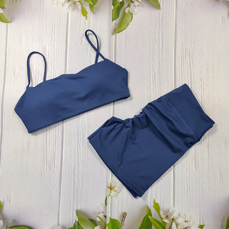 Chic and functional women's yoga shorts set, perfect for workouts or casual wear, crafted from premium nylon and spandex.