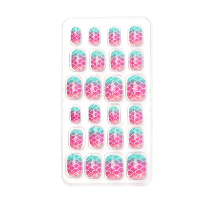 Elegant 24-piece acrylic press-on false nails set for girls, featuring cute candy flower designs, perfect for nail decoration and gifting.