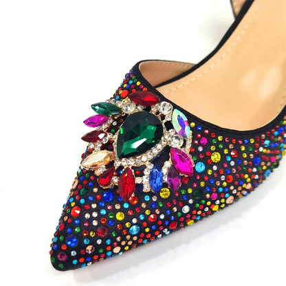 Side view of the pointed toe low heels demonstrating the comfortable fit and stylish design suitable for spring and summer events.