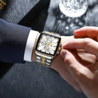 Luxury quartz wristwatch with a push button hidden clasp, ideal for sophisticated men's fashion.