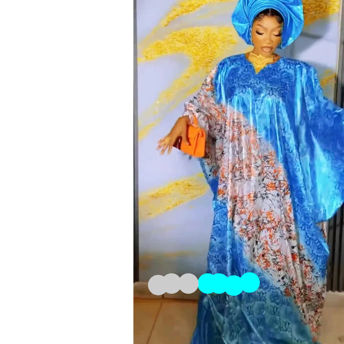 Artistic layout of the Luxury African Dashiki Bubu Dress paired with a shawl, showcasing its versatility for daily wear and formal events.