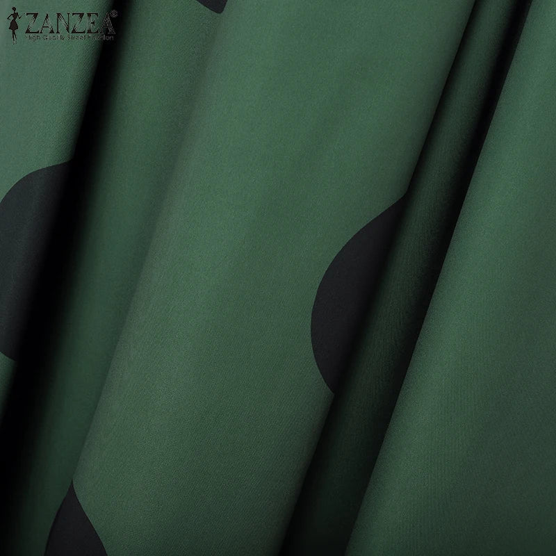 Stylish and comfortable ZANZEA polka dot maxi dress showcasing a timeless design, perfect for the spring and summer seasons.