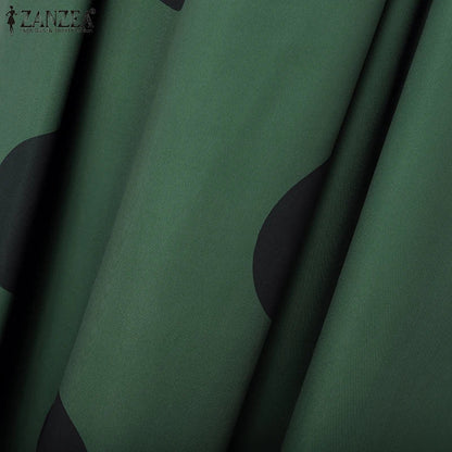 Stylish and comfortable ZANZEA polka dot maxi dress showcasing a timeless design, perfect for the spring and summer seasons.