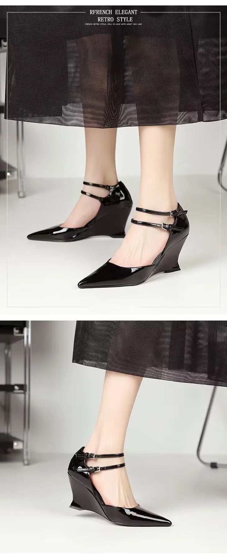 Stylish high heel wedge sandals for women, featuring a pointed toe and beautiful buckle detail, perfect for a chic spring look.