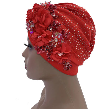 Stylish women's head wrap featuring intricate diamond decoration, perfect for all seasons and occasions.