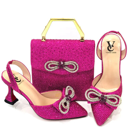 Luxury rhinestone bow pumps for women, featuring super high spike heels and a pointed toe design, perfect for parties.