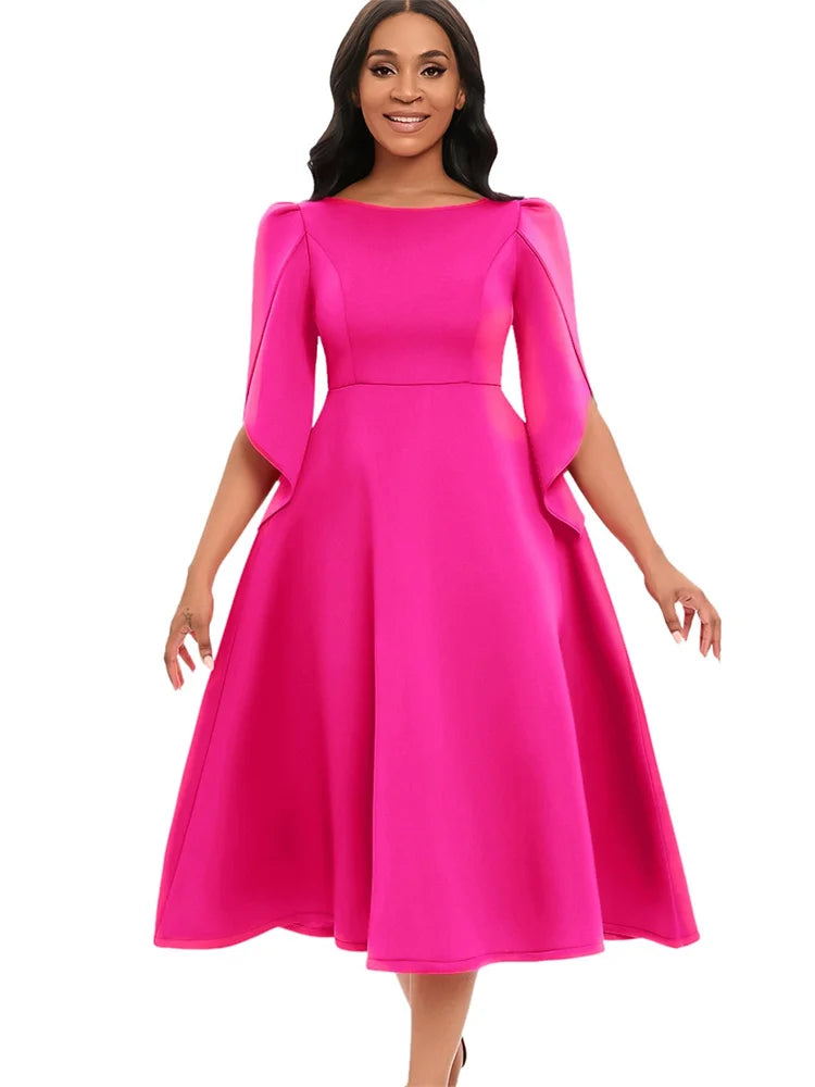 Close-up of the delicate O-neck design of Wmstar A-line banquet dress, featuring sophistication and elegance for all occasions.