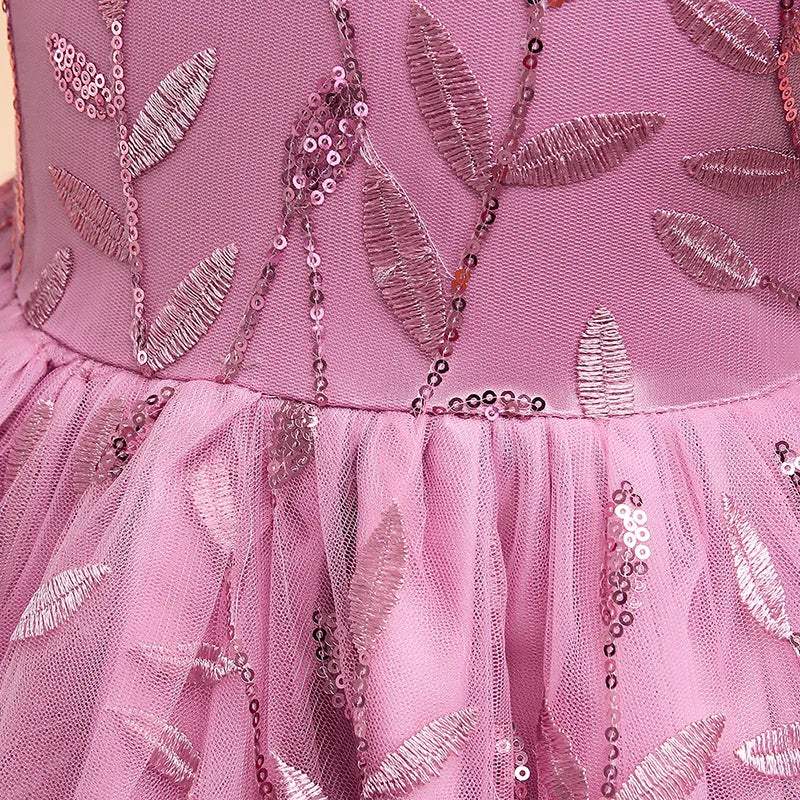 Stunning Tutu Gown for girls, designed with a lovely bow detail and puff sleeves, suitable for children ages 2-12 at weddings and parties.