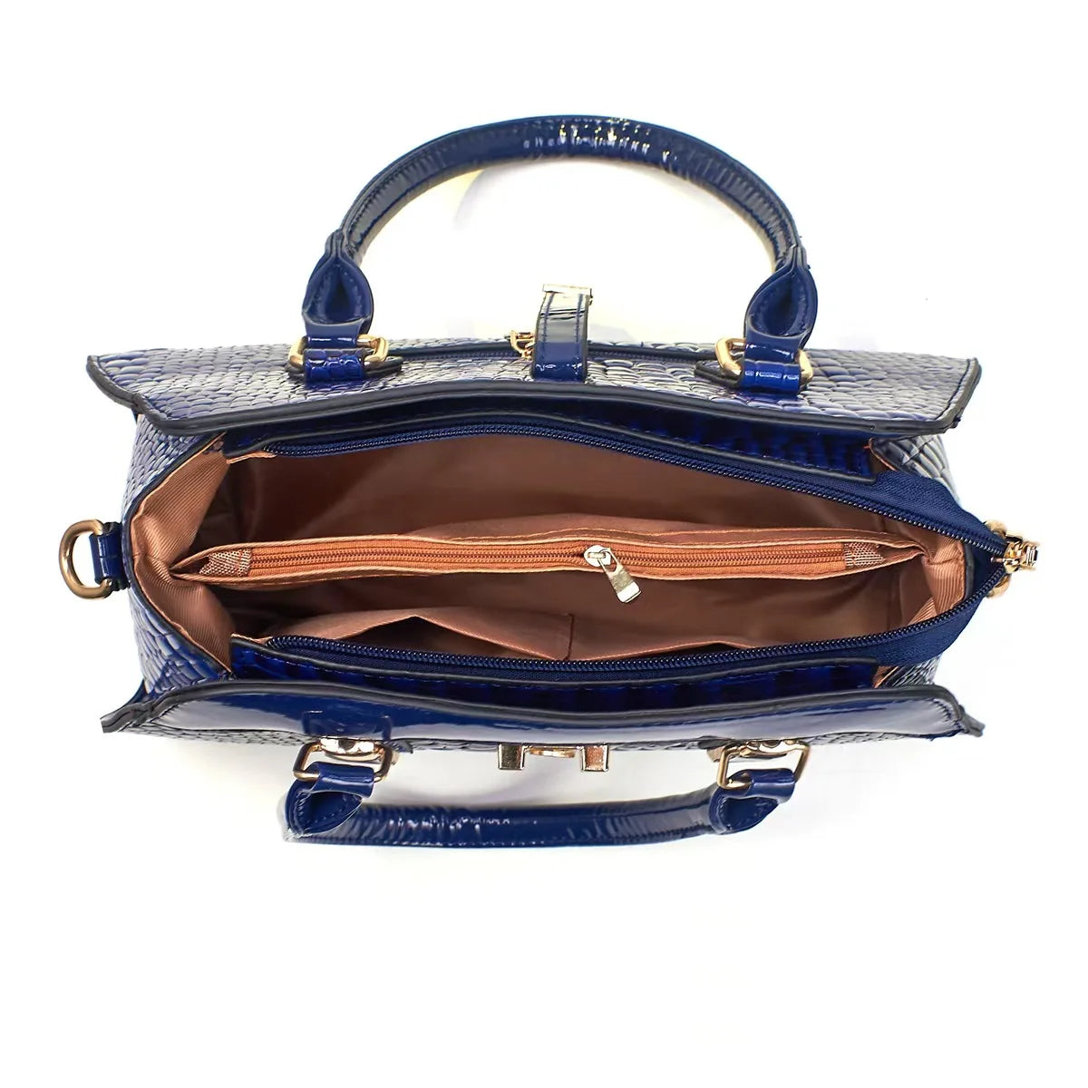 Luxury Crocodile Textured Women's Tote Bag in striking bright leather, perfect for stylish shopping and commuting.