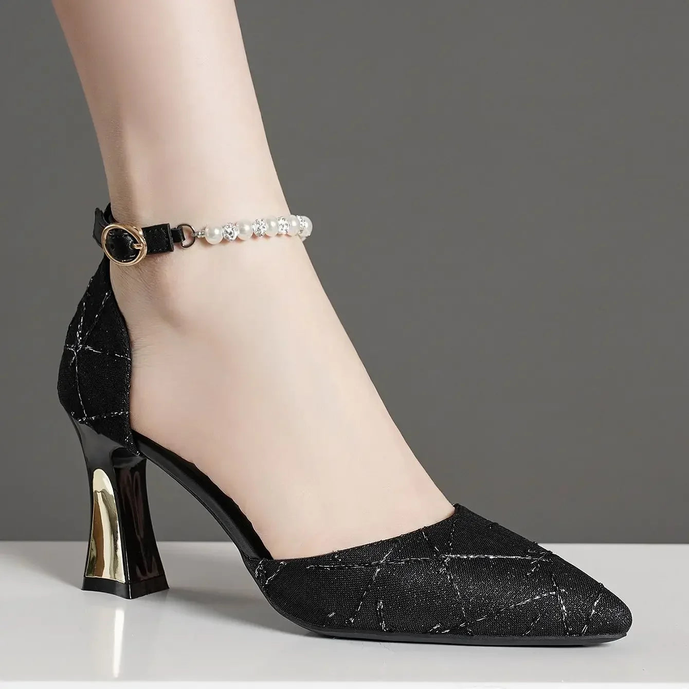 Elegant slip-on Mary Jane style heels for women, featuring a 5cm-8cm heel height, ideal for both casual and formal occasions.