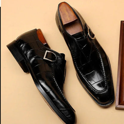 Brangdy Men's Oxford Shoes displayed in a beautiful setting, highlighting the high-quality artificial PU upper material and luxurious design.