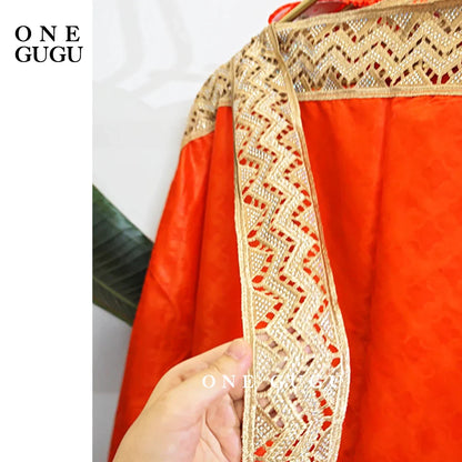 Luxurious Plus Size African Bazin Dress Set with Loincloths, showcasing traditional Dashiki style, ideal for special occasions.