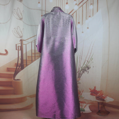 Side view of a luxurious polyester and acrylic turkey dress adorned with rhinestones, tailored for women who appreciate high-style African fashion.
