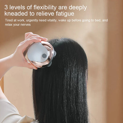 Premium rechargeable scalp massage device, elegantly styled in silicone, engineered for effective hair growth and a revitalizing massage experience.
