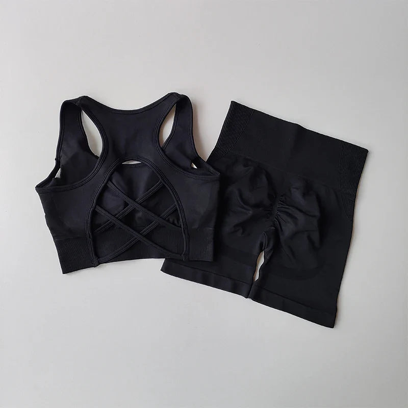 Luxury Women's Yoga Dress in a sleek design, part of the High Waist Hip Lifting Fitness Set, perfect for an elegant workout.