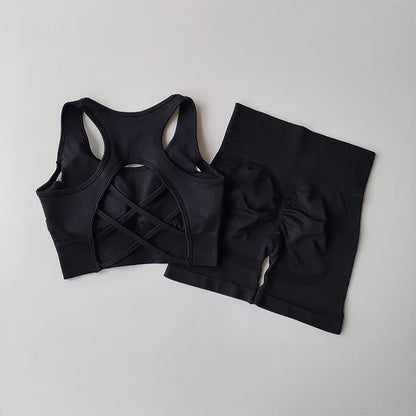Luxury Women's Yoga Dress in a sleek design, part of the High Waist Hip Lifting Fitness Set, perfect for an elegant workout.