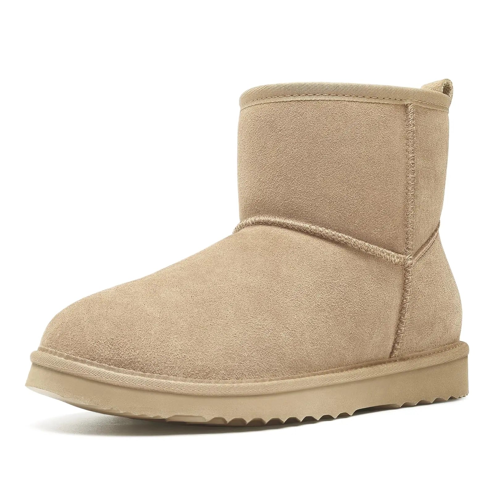 Luxurious close-up of women's plush suede ankle snow boots showcasing soft cushioning and exquisite craftsmanship.