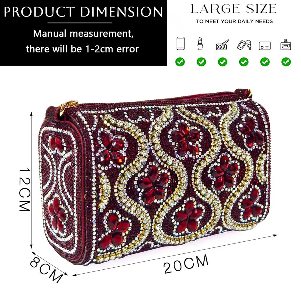 Chic matching fuchsia handbag featuring a metal handle and long chain shoulder strap.