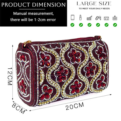 Chic matching fuchsia handbag featuring a metal handle and long chain shoulder strap.