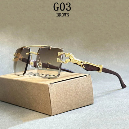 Stylish alloy frame of luxury square rimless sunglasses, showcasing a chic design for modern eyewear enthusiasts.