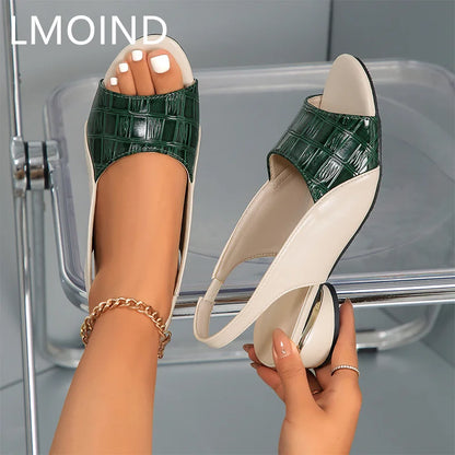 Stylish LMOIND Women's Platform Sandals with Square Heel and Soft Latex Foam Insole for Comfort and Fashion Statement.