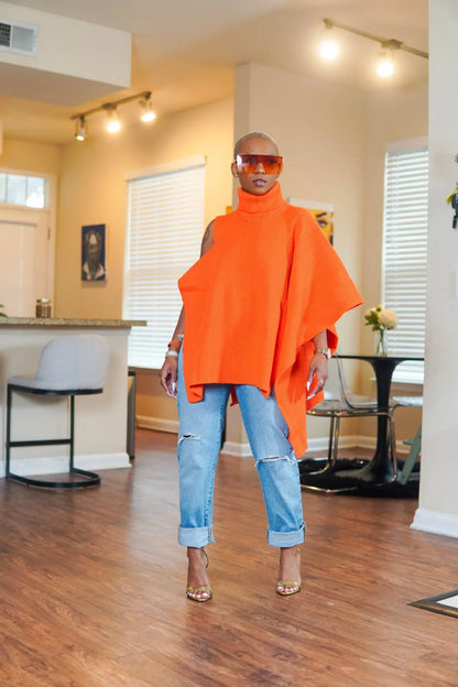 Trendy CM.YAYA Women's Winter Streetwear sweater with a turtleneck and hollow-out decoration, ideal for a casual yet chic look.