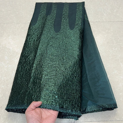 5 Yards of high-quality Nigerian lace fabric, elegantly embroidered, suitable for luxurious wedding dress designs, offering an opulent look.