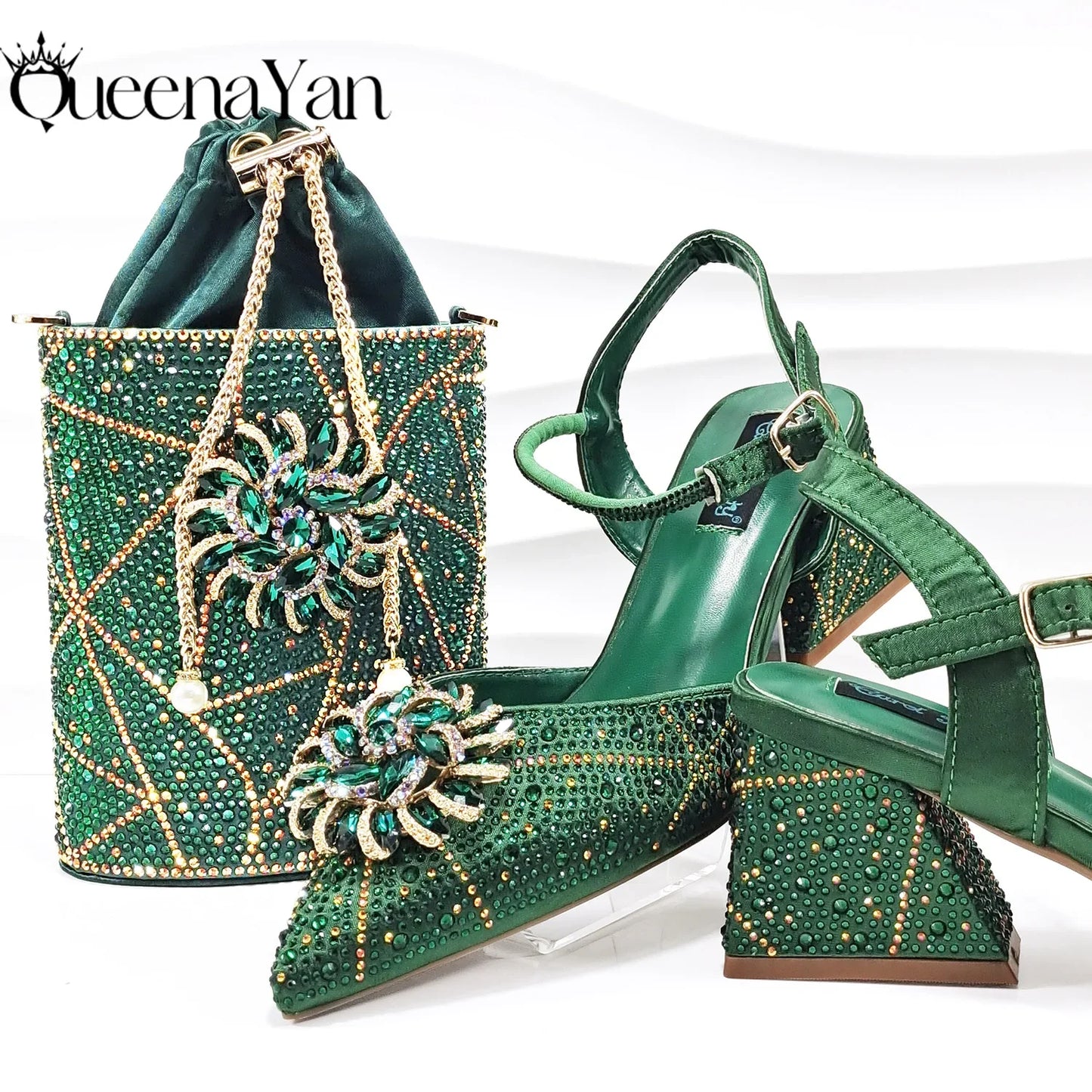 Fashion-forward quality PU synthetic high heel pumps for women, highlighted by a square heel and geometric pattern, making them an exquisite choice for any occasion.