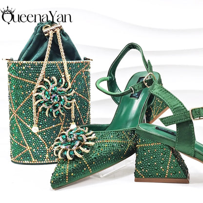 Fashion-forward quality PU synthetic high heel pumps for women, highlighted by a square heel and geometric pattern, making them an exquisite choice for any occasion.