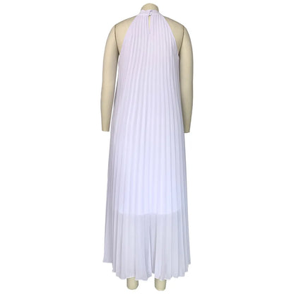 Chic Sleeveless Maxi Dress for Women, featuring a sophisticated pleated design, ideal for formal gatherings and summer events.