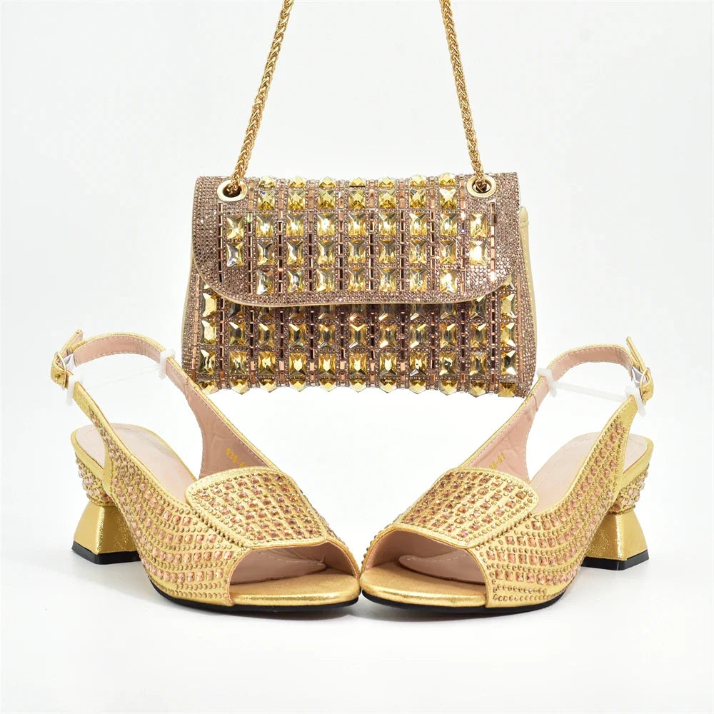 Elevated view of a luxurious women's shoe and bag set in vibrant red, illustrating elegance and a statement of style for the discerning woman.