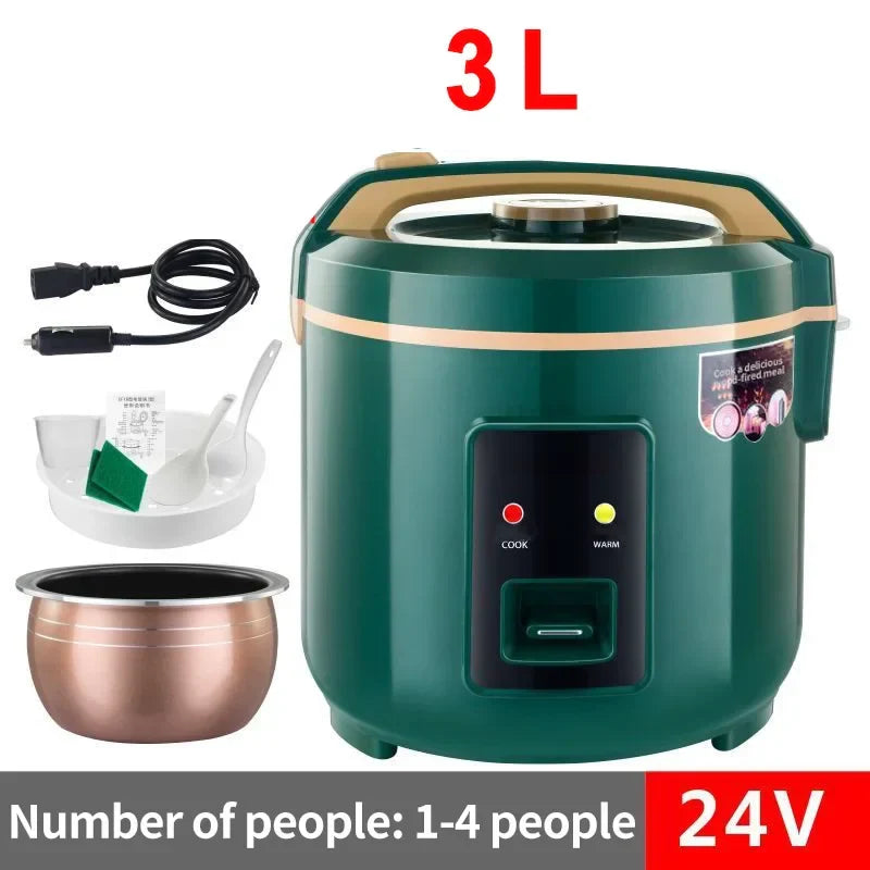 Gourmet 3L Rice Cooker showcasing sophisticated engineering and stylish appearance, perfect for creating meals anywhere, even in your vehicle.