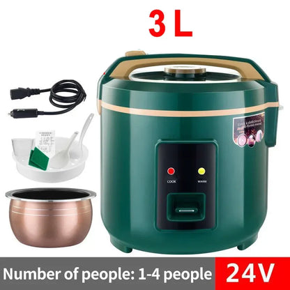 Gourmet 3L Rice Cooker showcasing sophisticated engineering and stylish appearance, perfect for creating meals anywhere, even in your vehicle.