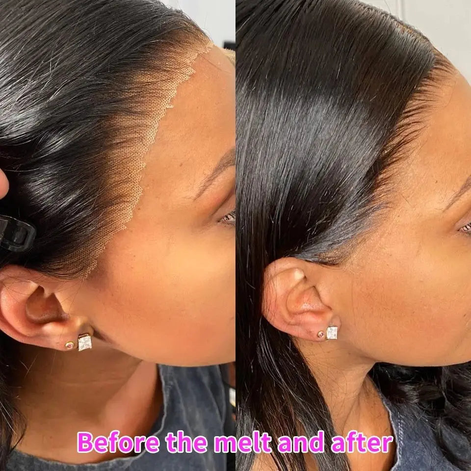 Model wearing the Yaki Straight 360 Lace Frontal Wig, highlighting the sleek straight texture and perfect fit for sophisticated occasions.