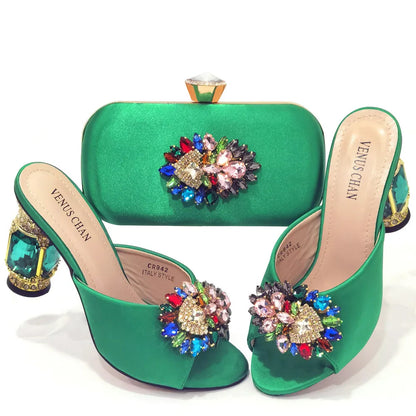 Complete luxury ensemble featuring yellow stiletto heels and evening bag, ideal for weddings and elegant events.