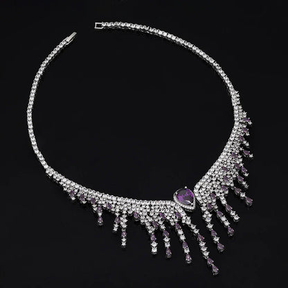 Close-up of sparkling cubic zirconia earrings from a luxury bridal jewelry set, showcasing a trendy geometric style ideal for weddings.