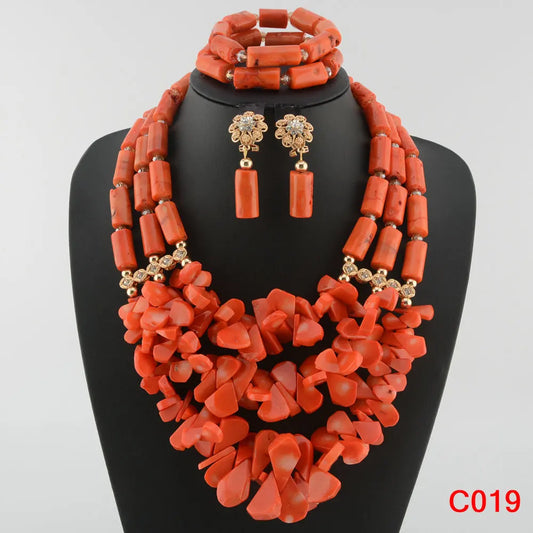 Elegant Luxury Coral Bead Necklace from the Coral Bead Jewelry Set, designed for Nigerian weddings and parties.