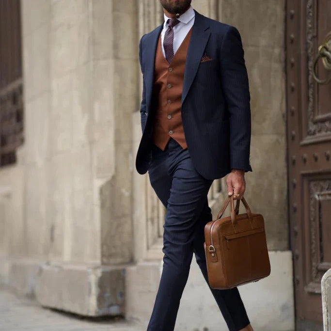 Elegant Italian slim fit business suit for men in sophisticated charcoal grey, perfect for weddings and formal occasions.