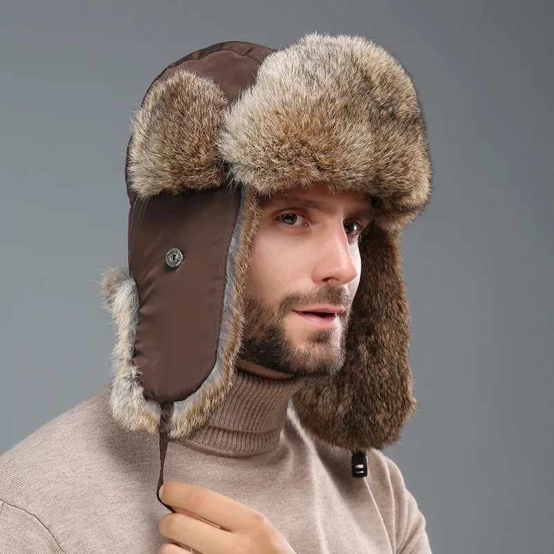Soft and warm faux fur bomber hat for adults, featuring windproof qualities for ultimate winter protection.