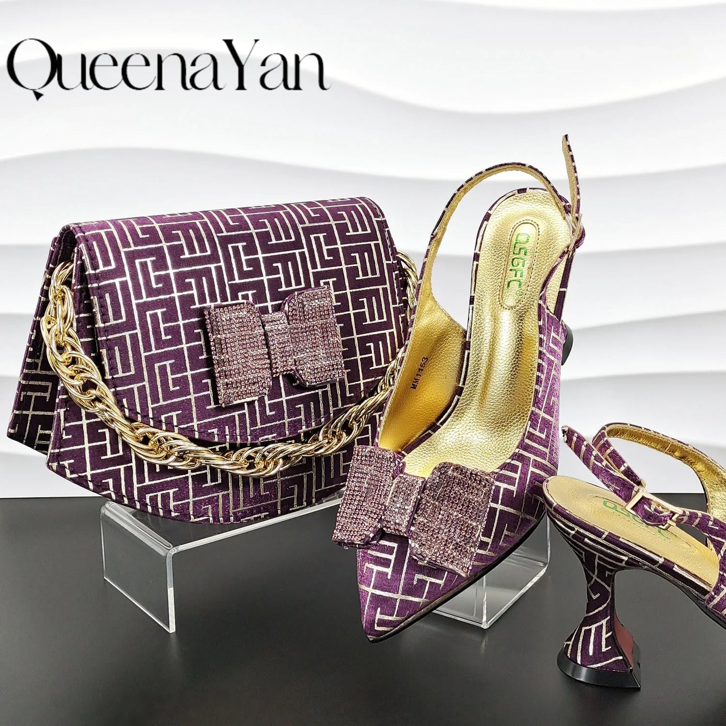 Exquisite women's high heel and bag ensemble, featuring a delicate pointed toe and premium craftsmanship, perfect for any stylish woman at a wedding.