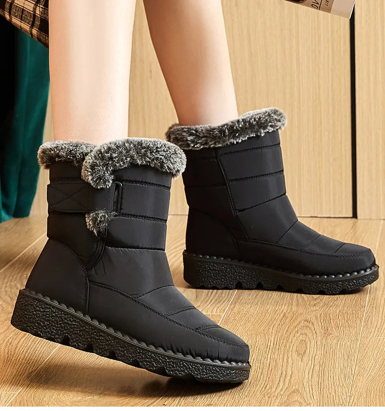 Elevate your winter wardrobe with these elegant women's ankle snow boots, equipped with rubber outsoles for superior grip and durability.