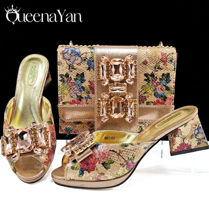 Elegantly crafted QSGFC women's rose gold high heel sandals with crystal embellishments, perfect for parties and special occasions, showcasing a luxurious design and peep toe style.