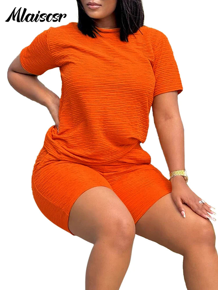 Stylish flat lay of Mlaiscsr Women's Casual Summer Tracksuit, emphasising the sleek silhouette and vibrant colour.