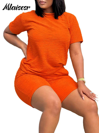 Stylish flat lay of Mlaiscsr Women's Casual Summer Tracksuit, emphasising the sleek silhouette and vibrant colour.